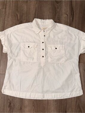 Universal Thread Cream Short-Sleeve Button Popover Tunic